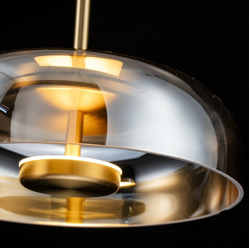 Lámpara Colgante Cristal Ahumado Comedor CYRUS | Dorada E27