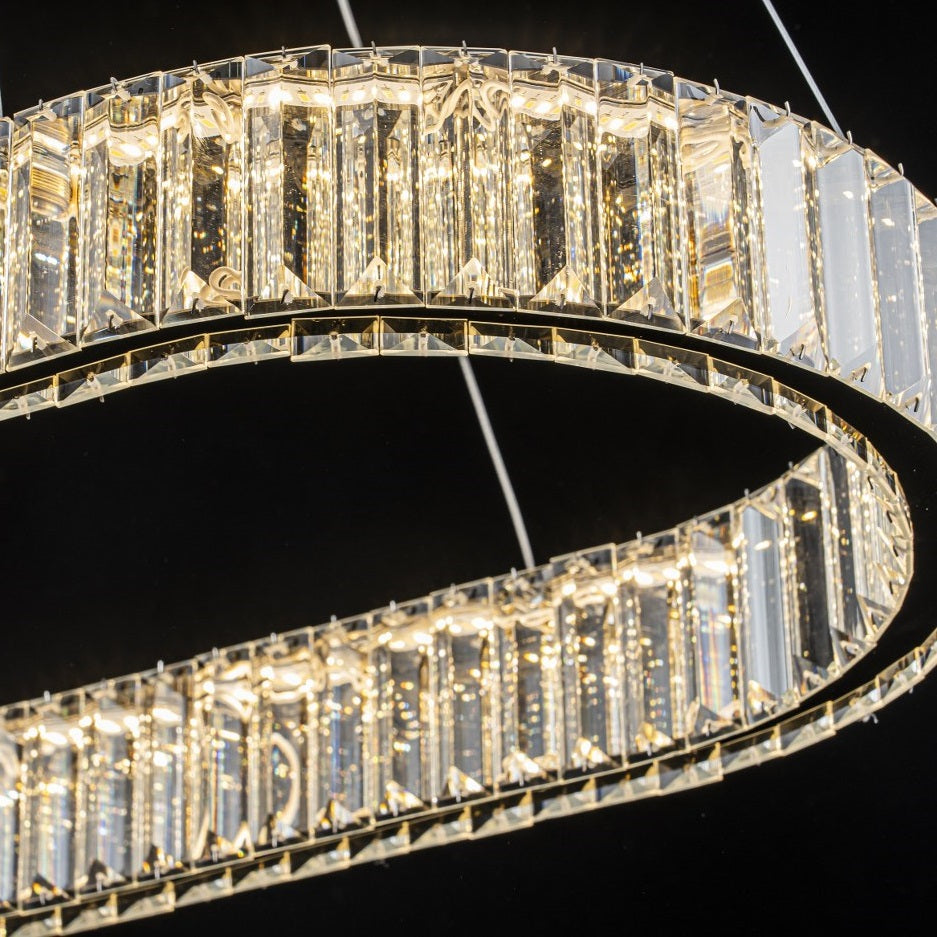 Lámpara Colgante Cristal Ovalada Comedor CRYSTO | Dorada LED CCT