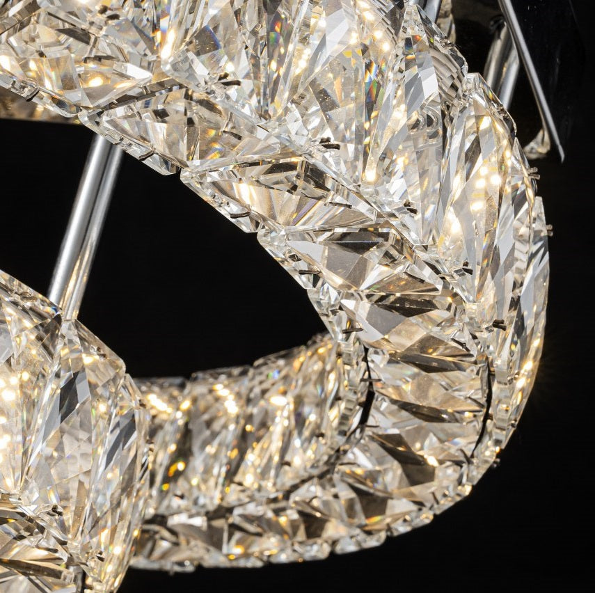 Plafón Cristal Circular Salón INFINITY | Cromo 2 Aros LED
