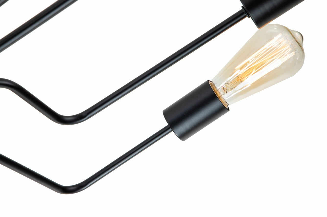 Lámpara Techo Metal Lineal Salón CLEBER | Negro 12 Luces E27