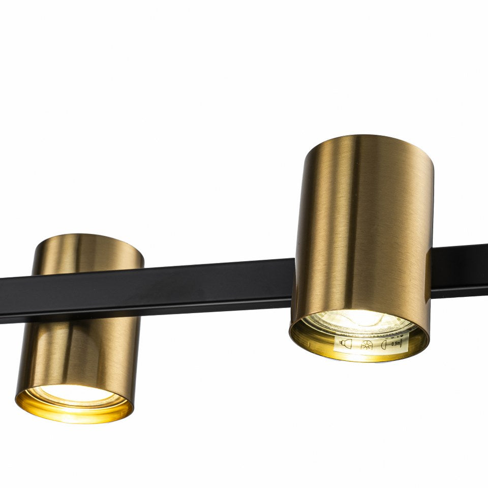 Lámpara Colgante Focos Comedor AXIS | Negro/Dorado 6 Luces GU10