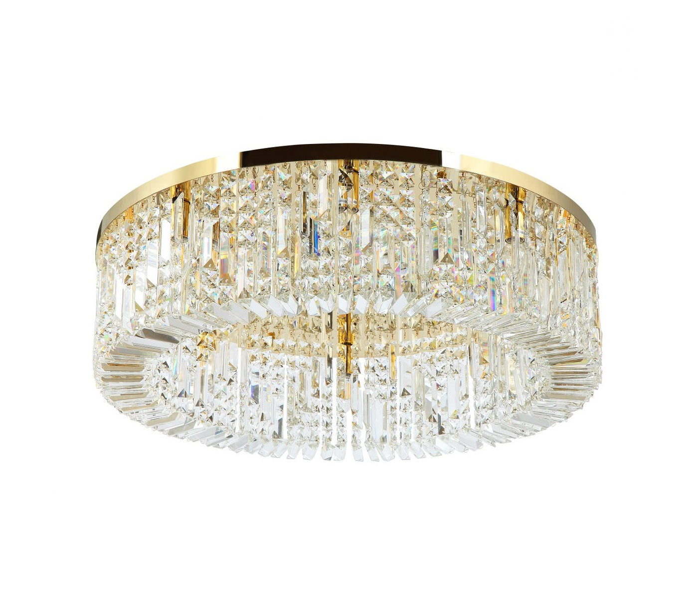 Plafón Cristal Circular Salón FANTASY | Dorado Ø80 cm E14