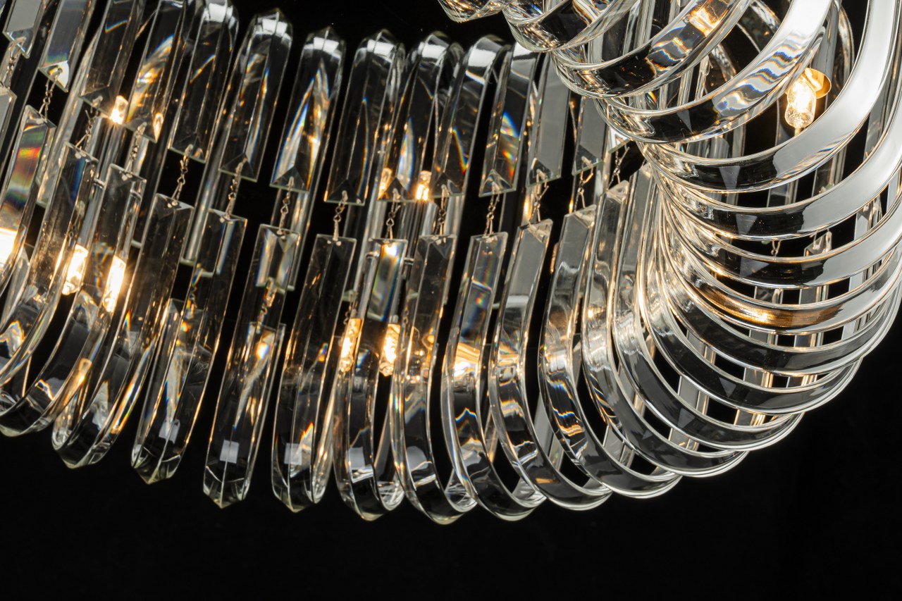Plafón Cristal Circular Salón CARV | Cromo Ø60 cm G9