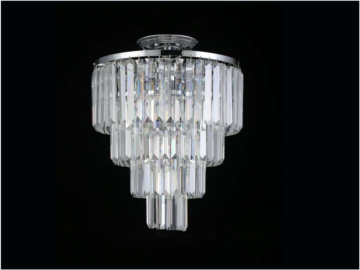 Plafón Cristal Escalonado Salón DORIS | Cromo Ø38 cm E14