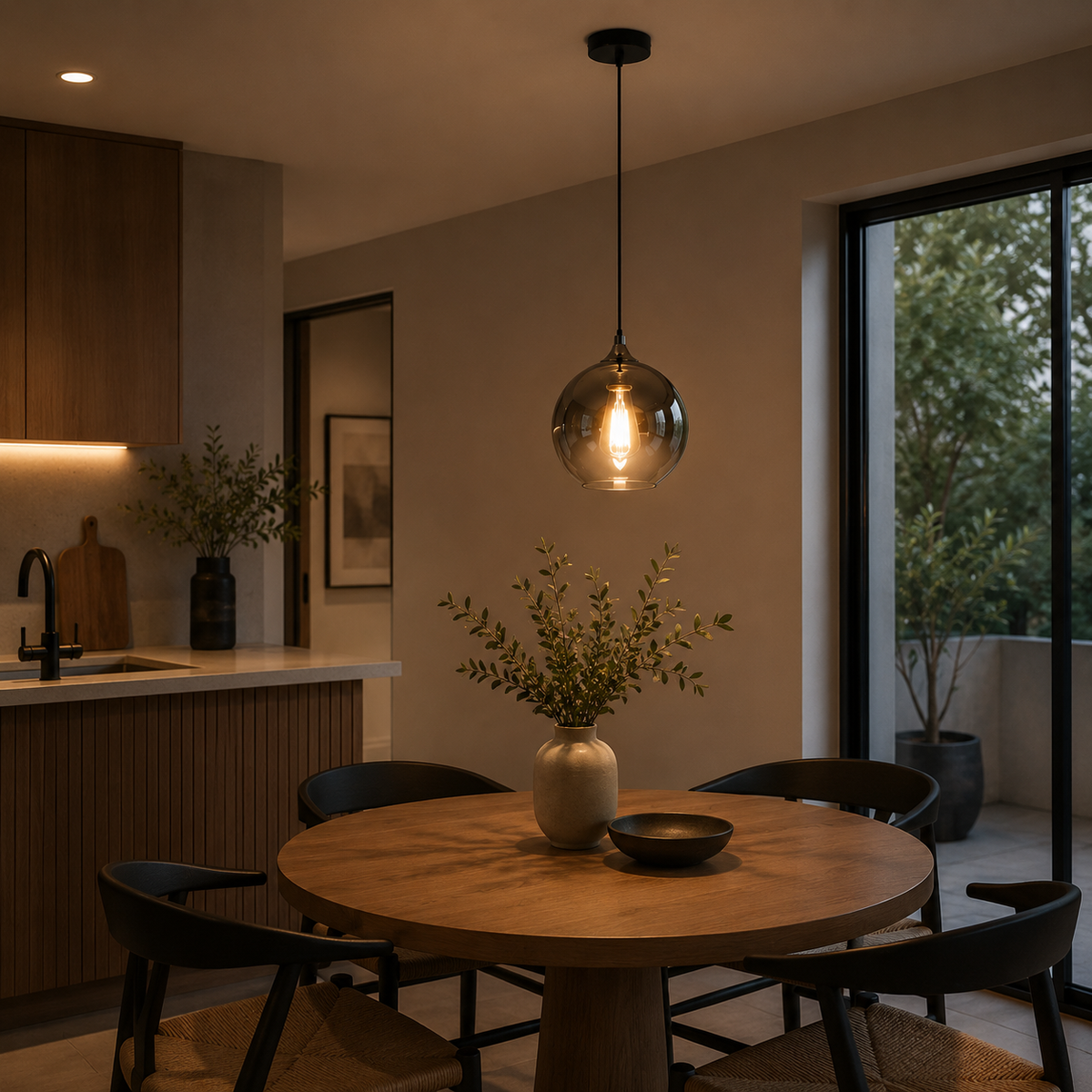 Lámpara Colgante Cristal Ahumado Comedor EPICA | Cromo E27/FL6509-D20