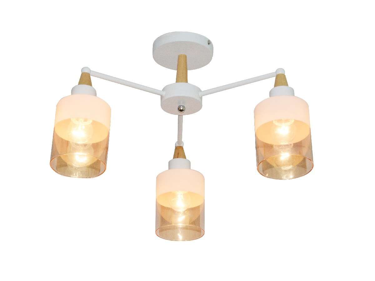 Lámpara Techo Cristal Cilíndrica Salón COPENHAGEN | Blanco 3 Luces