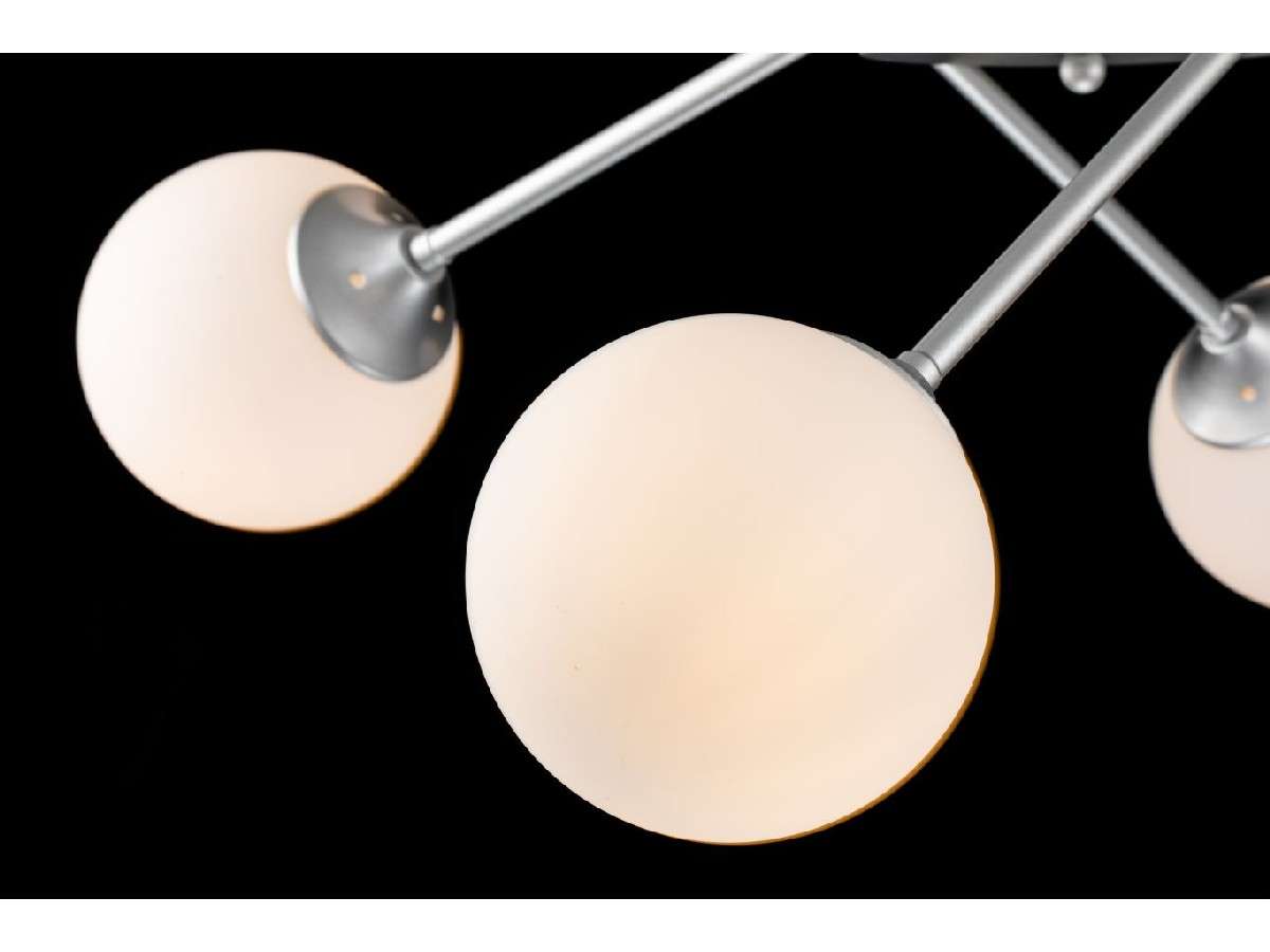 Lámpara Techo Cristal Opal Salón MILAN | Níquel 8 Luces E14