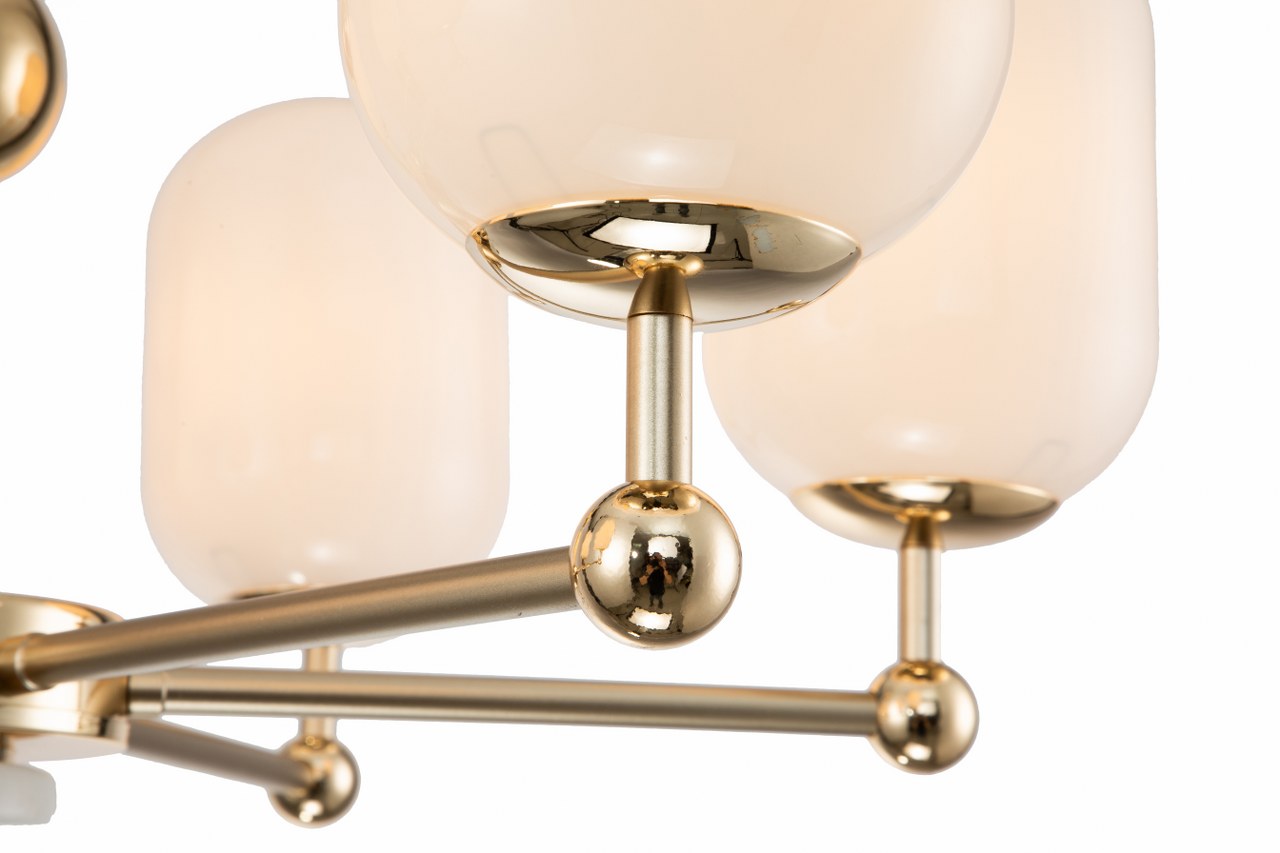 Lámpara Colgante Cristal Opal Salón PACA | Oro 6 Luces E14