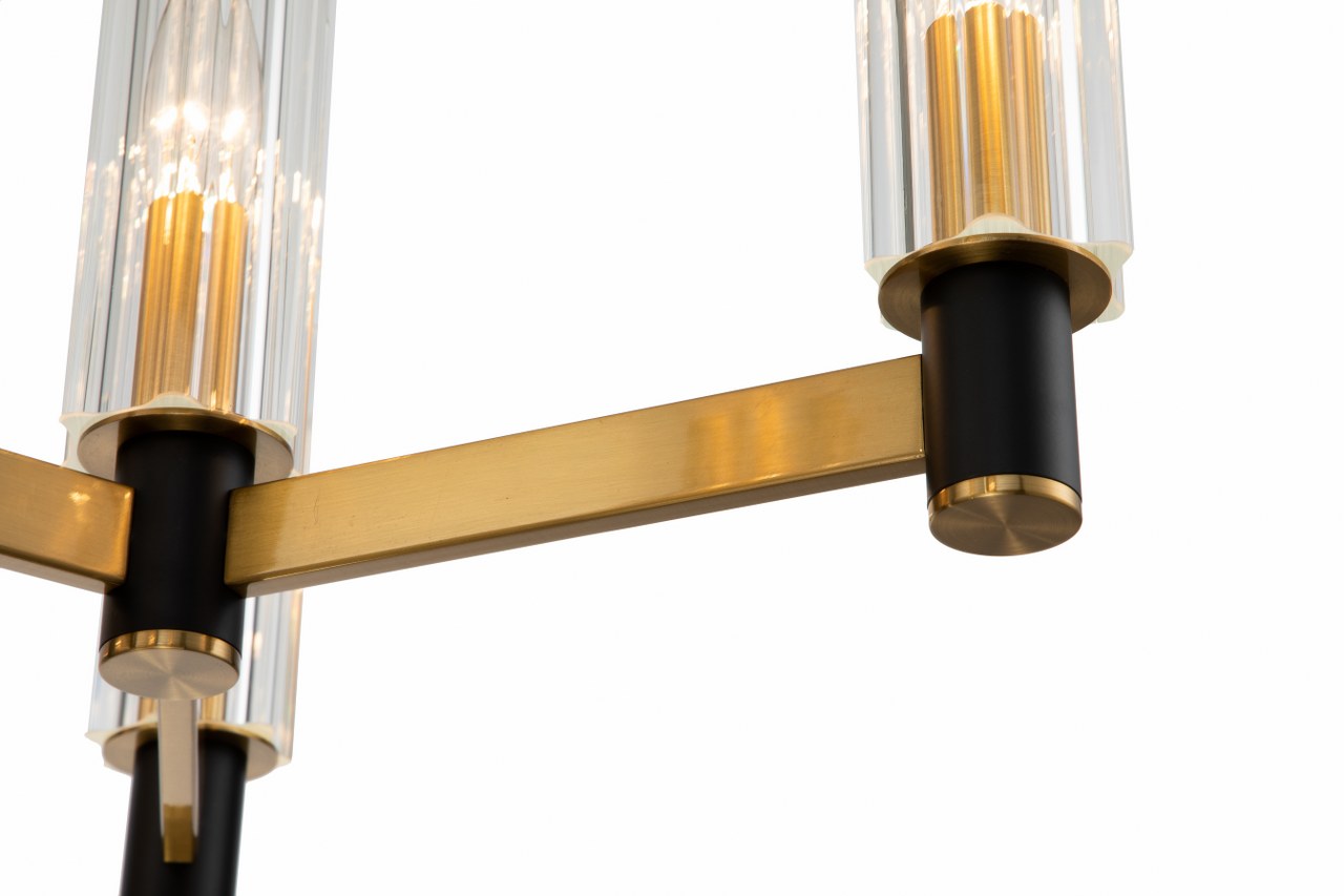 Lámpara Techo Cristal Cilíndrica Salón NOEL | Negro/Dorado 9 Luces