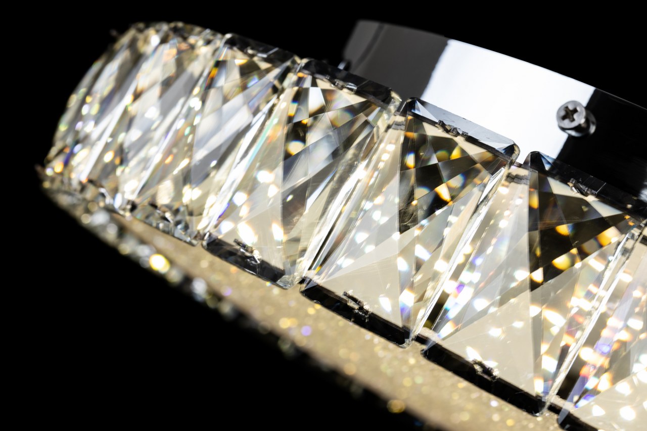 Plafón LED Cristal Circular Salón MARCELLO | Cromo Ø40 cm