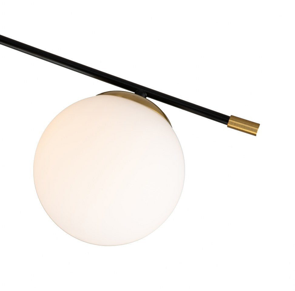 Lámpara Techo Cristal Opal Salón NOSTALGIA | Negro/Oro 6 Luces