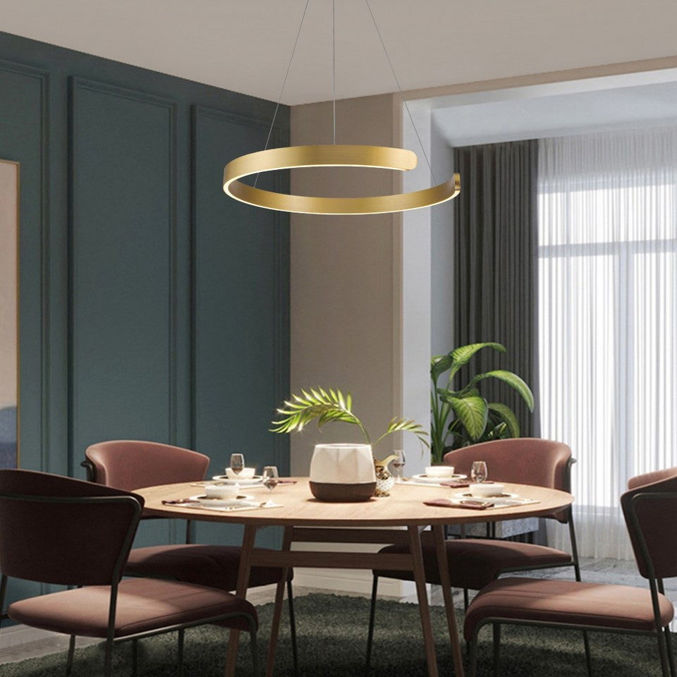 Lámpara Colgante LED Circular Salón SATURN | Negra CCT Atenuable