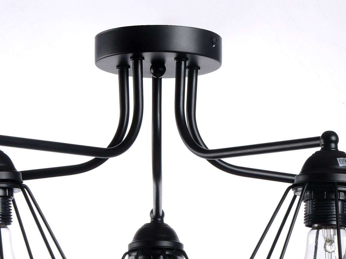 Lámpara Techo Metal Industrial Salón CORNELIO | Negro 5 Luces