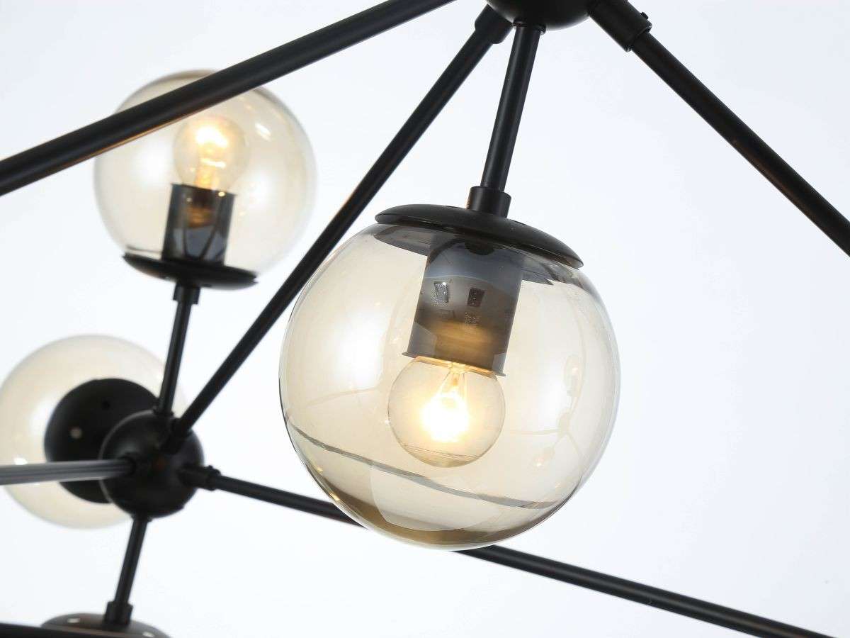 Lámpara Techo Cristal Esférica Salón NEW YORK | Negro 10 Luces