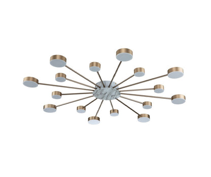 Lámpara LED Metal Radial Salón EYE | Dorado 16 Luces CCT