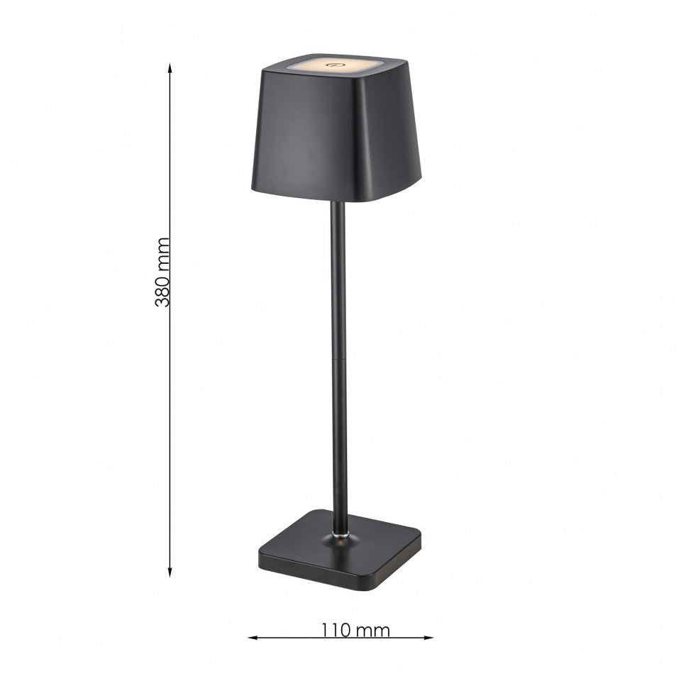 Lampara portátil recargable con led integrado CCT Negro