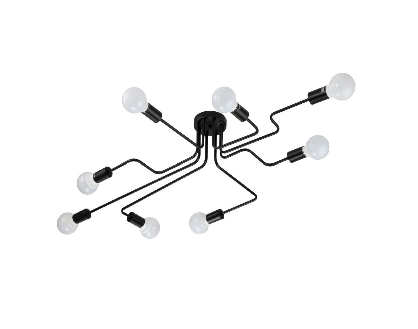 Lámpara Techo Metal Lineal Salón CLEBER | Negro 8 Luces E27