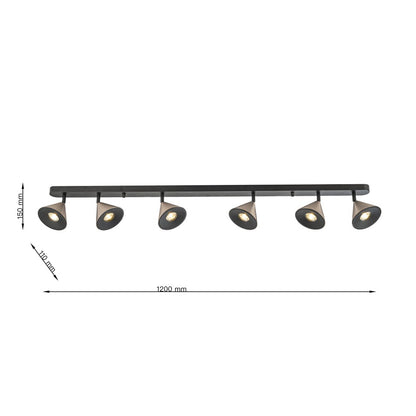 Lampara de Techo Horn 6 focos modernos con bombilla GU10 Gris