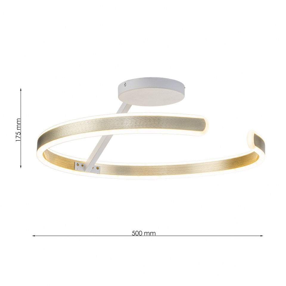 Lámpara LED Espiral Aluminio Salón ARCUS | Dorado Atenuable CCT