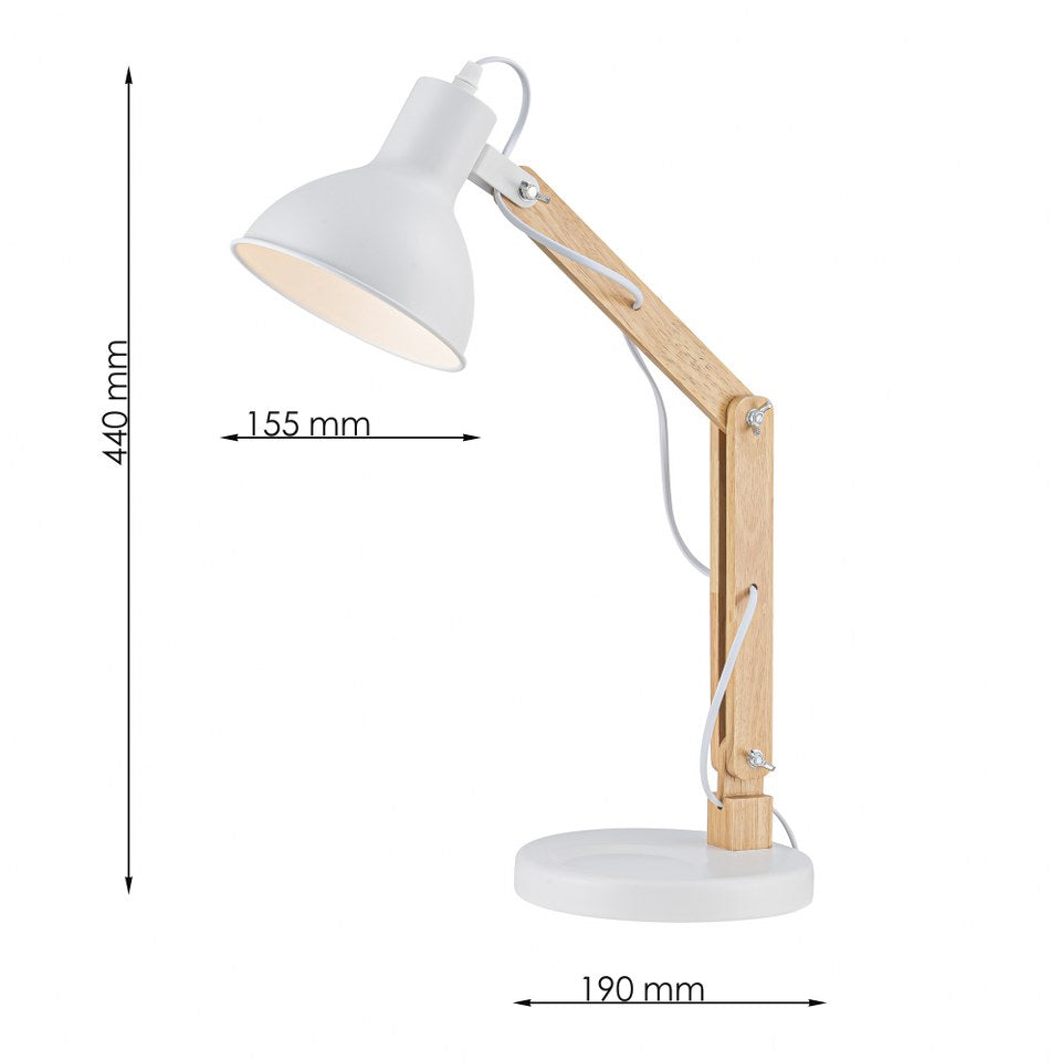Lampara De Mesa Estilo Nordico E27 Blanco