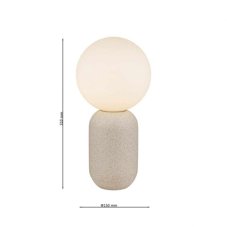 Lampara De Mesa Con Bola De Cristal De Concreto Blanco