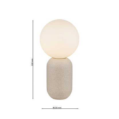 Lampara De Mesa Con Bola De Cristal De Concreto Blanco