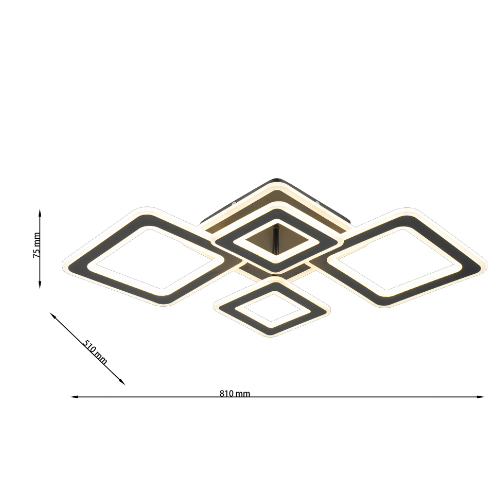 Lámpara de techo con 4 LEDS Negro