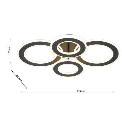 Lampara de 4 aros CCT Regulable Negro