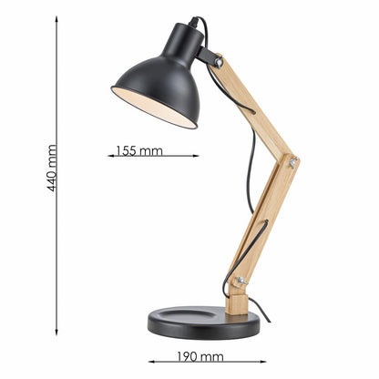 Lampara De Mesa Estilo Nordico E27 Negro