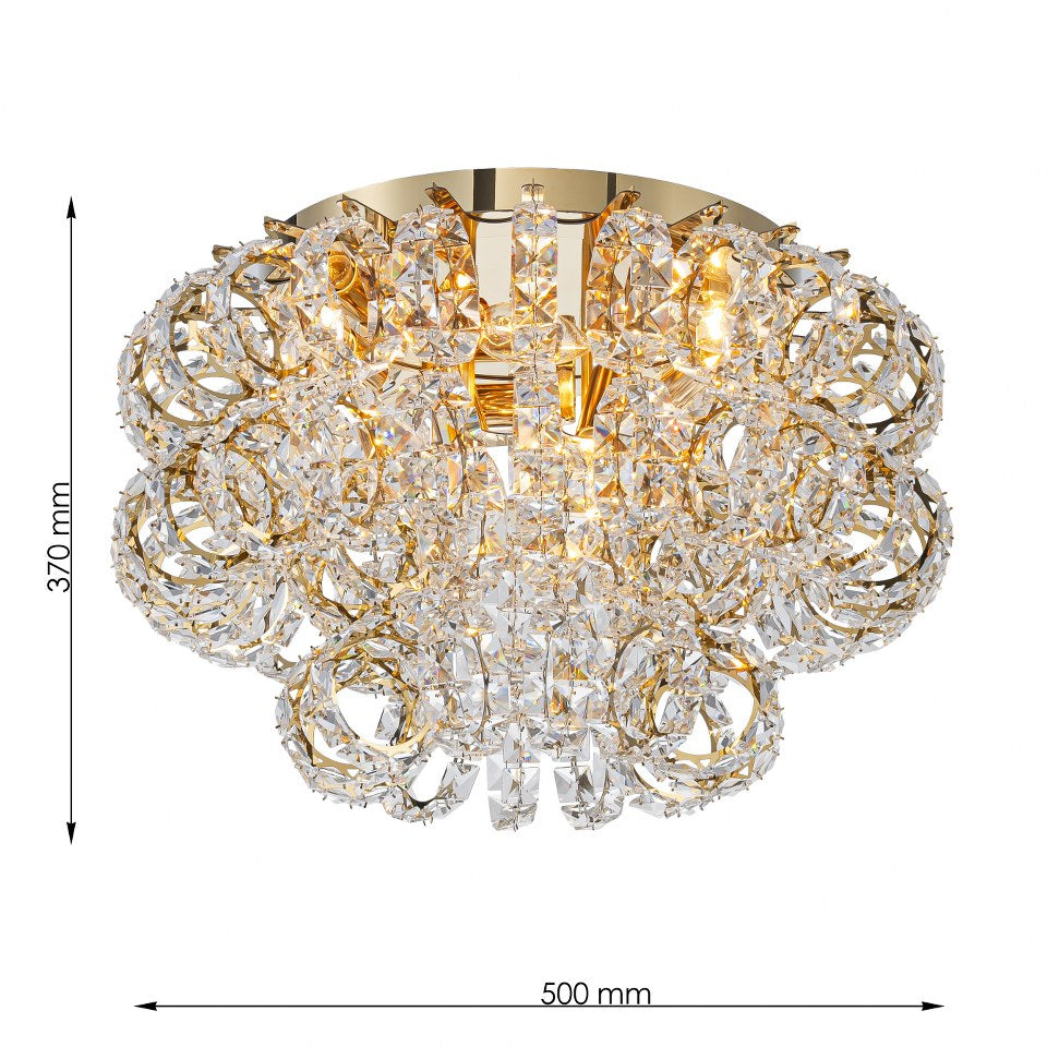 Plafón Cristal Circular Salón RINGLUX | Dorado Ø50 cm E14