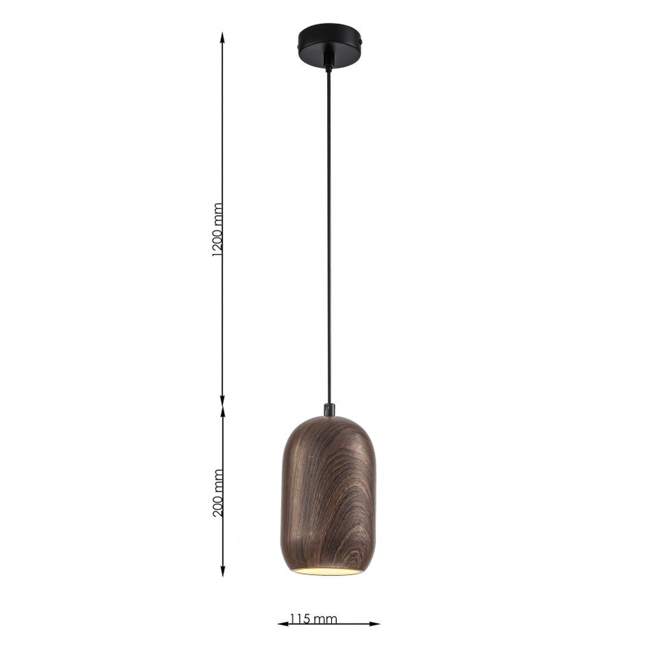 Lampara Colgante Simulación Madera Marrón