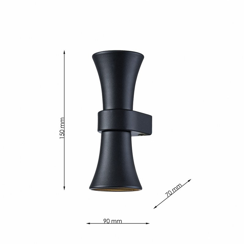 Aplique de pared dos bombillas GU10 Negro