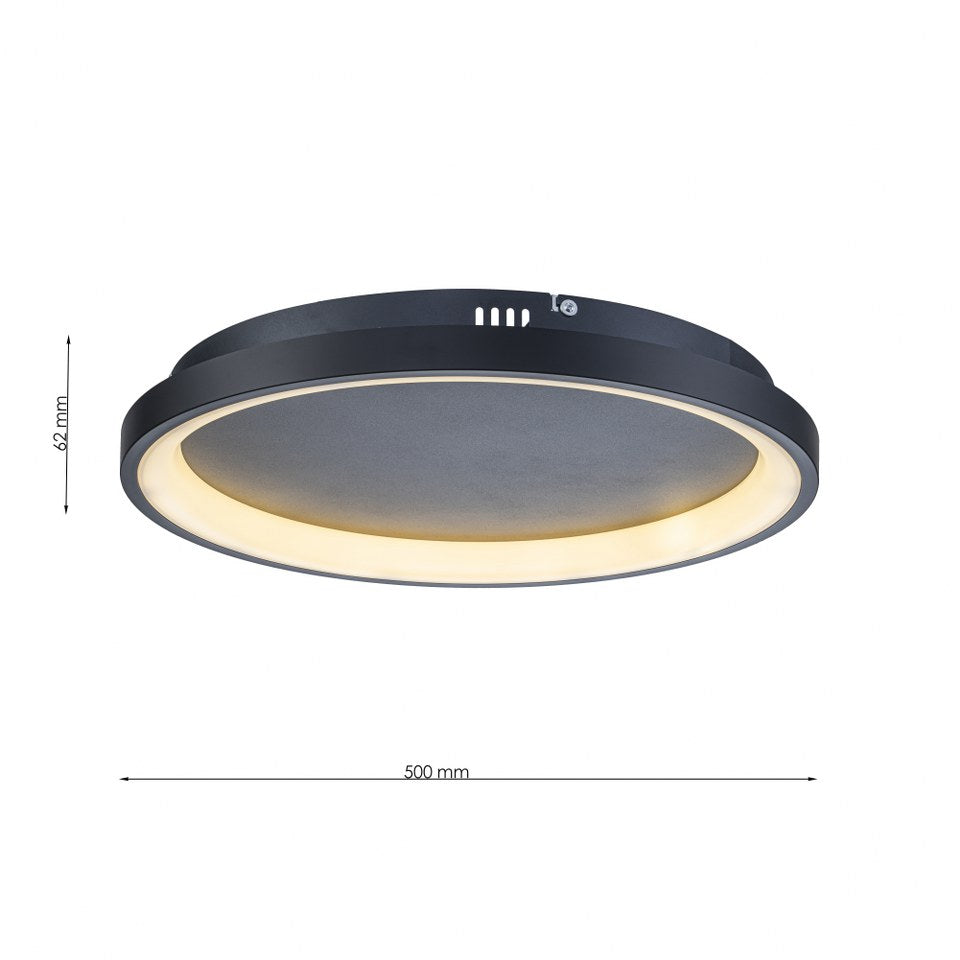 Plafón LED Circular Techo Salón NOVA | Negro Ø50 cm CCT