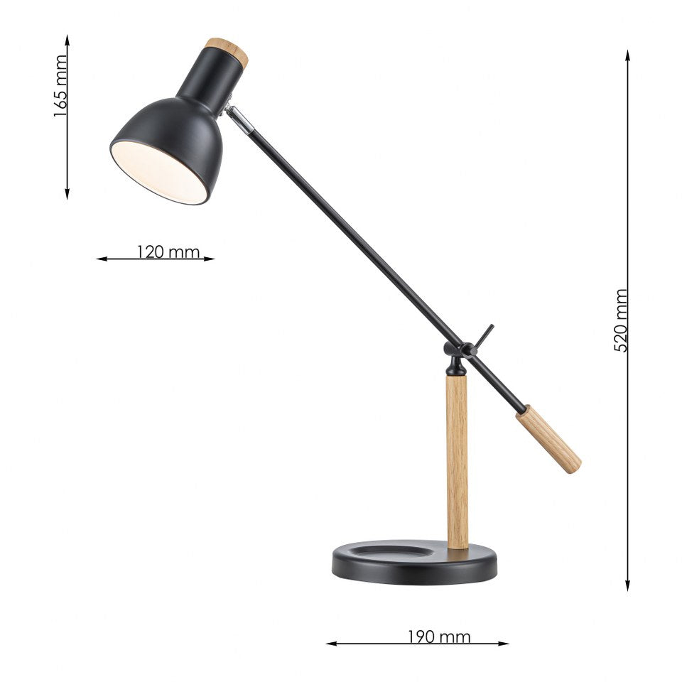 Lampara De Mesa Estilo Nordico E27 Negro