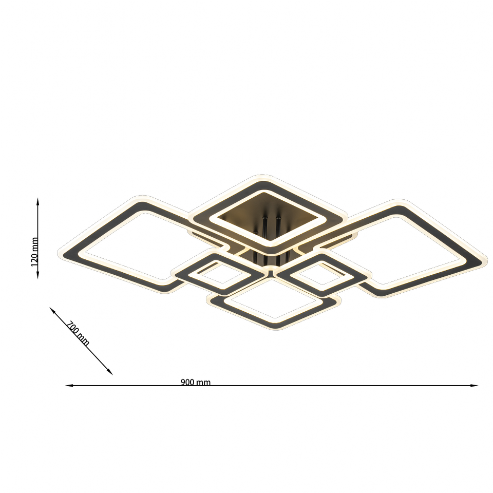 Lampara con 6 Cuadros Led Negro