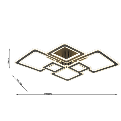 Lampara con 6 Cuadros Led Negro