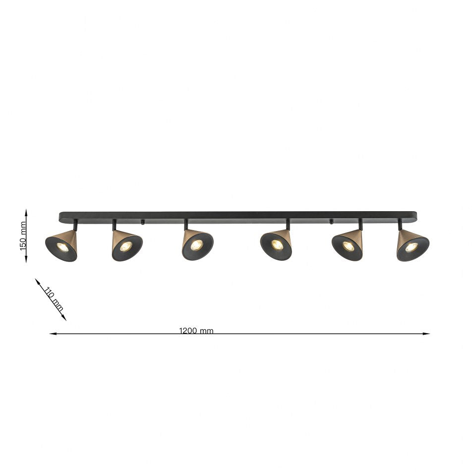 Lampara de Techo Horn 6 focos modernos con bombilla GU10 Bronce