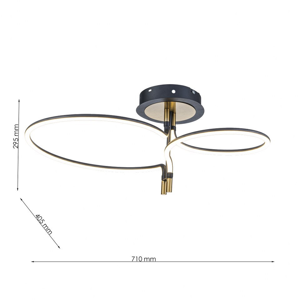 Lámpara de techo LED LIRA Negra y Dorada | FL6021-C