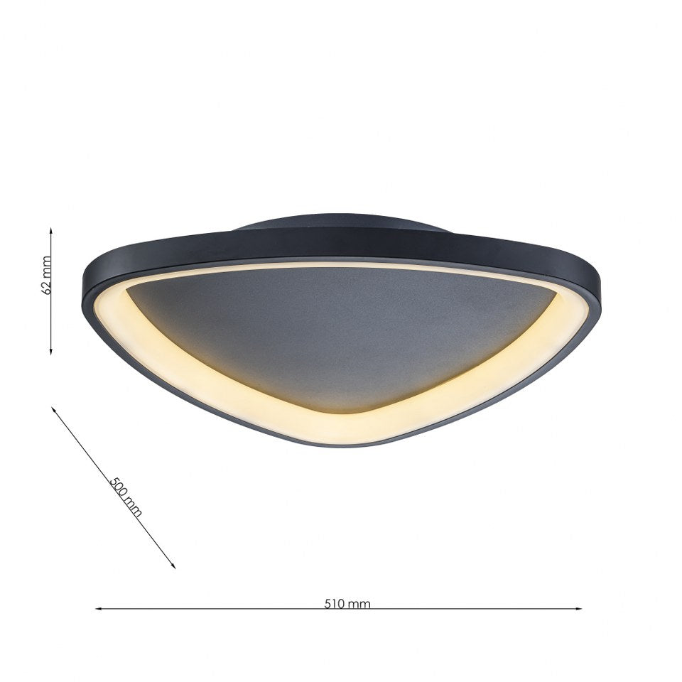 Plafón LED Triangular Techo Salón NOVA | Negro Ø51 cm CCT