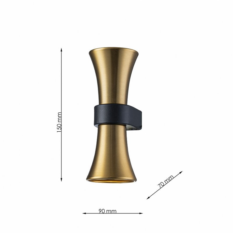 Aplique de pared dos bombillas GU10 Dorado