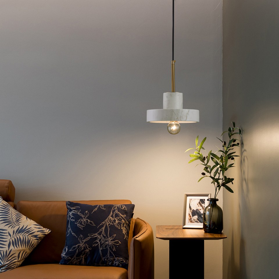 Lampara colgante de Marmol Bombilla E27 Blanco
