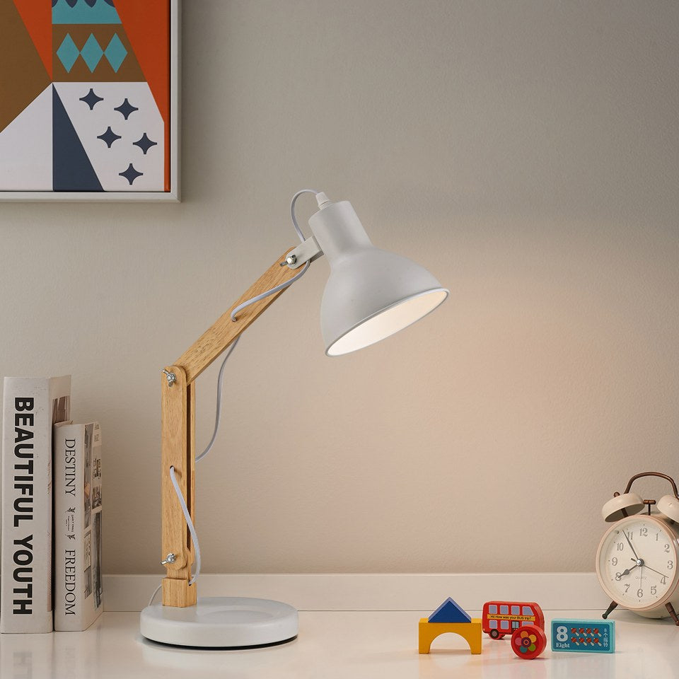 Lampara De Mesa Estilo Nordico E27 Blanco