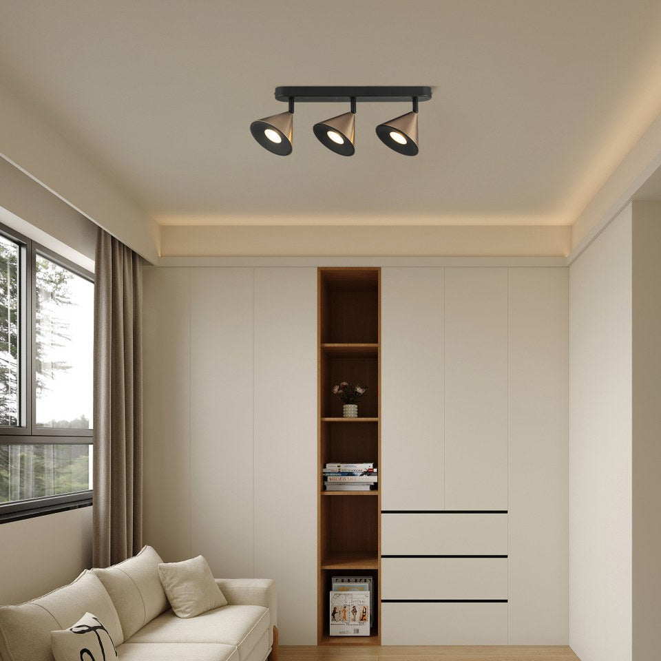 Tres Focos de Superficie con bombilla GU10 Bronce