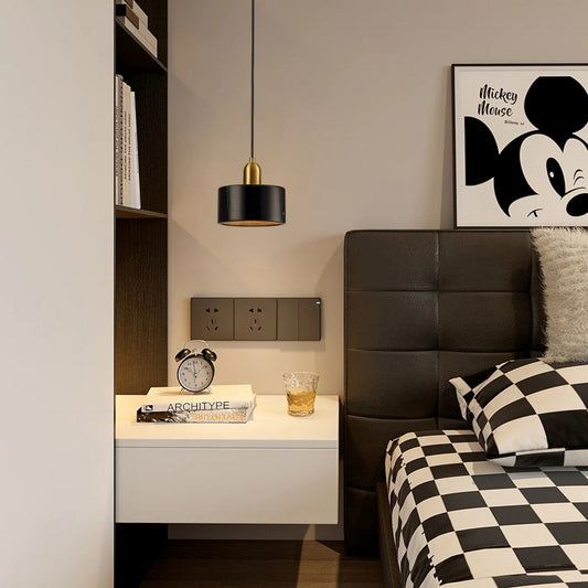 Lampara Colgante De Marmol Con Bombilla E27 Negro