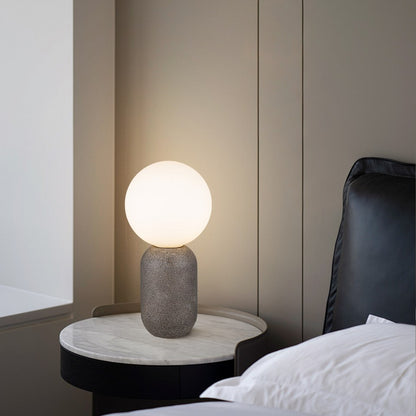 Lampara De Mesa Con Bola De Cristal De Concreto Negro