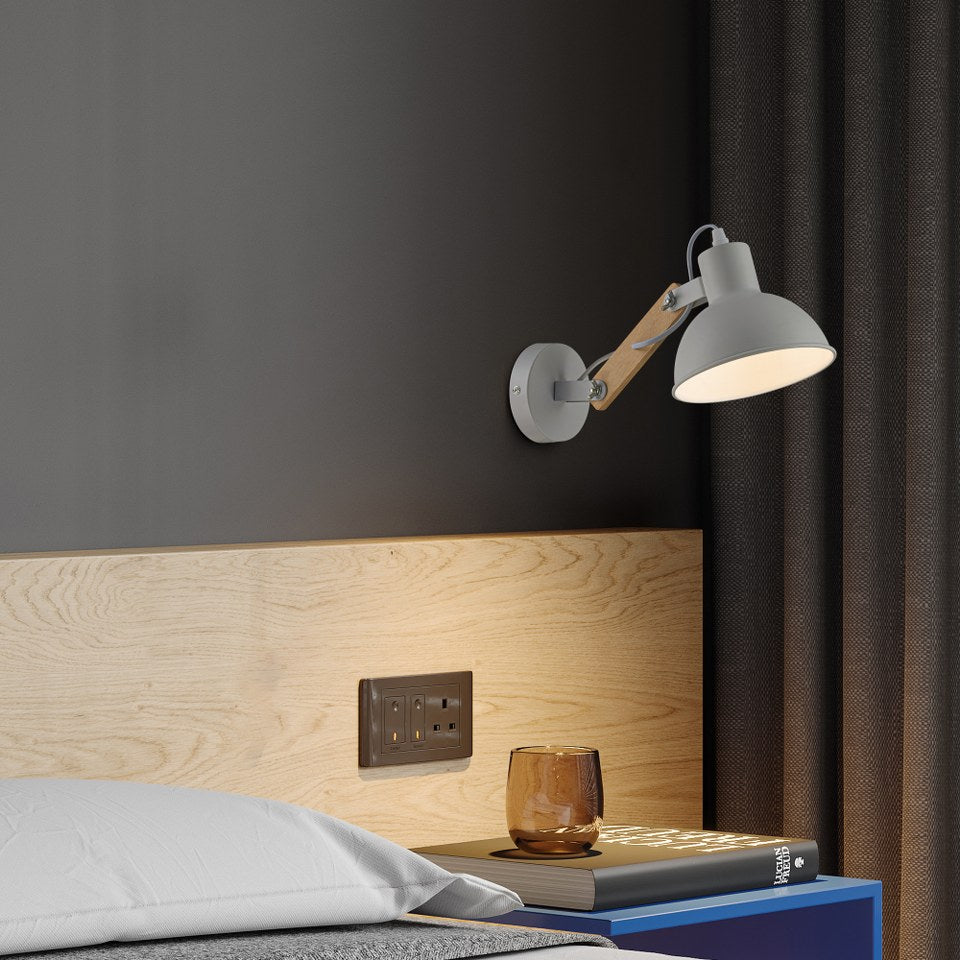 Aplique de Pared Con Madera E27 Blanco