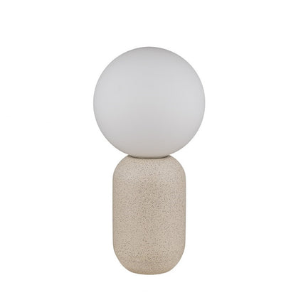 Lampara De Mesa Con Bola De Cristal De Concreto Blanco