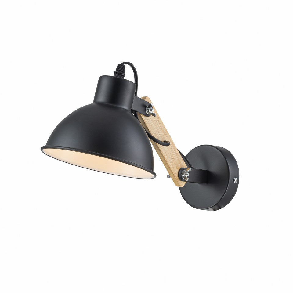 Aplique de Pared Con Madera E27 Negro