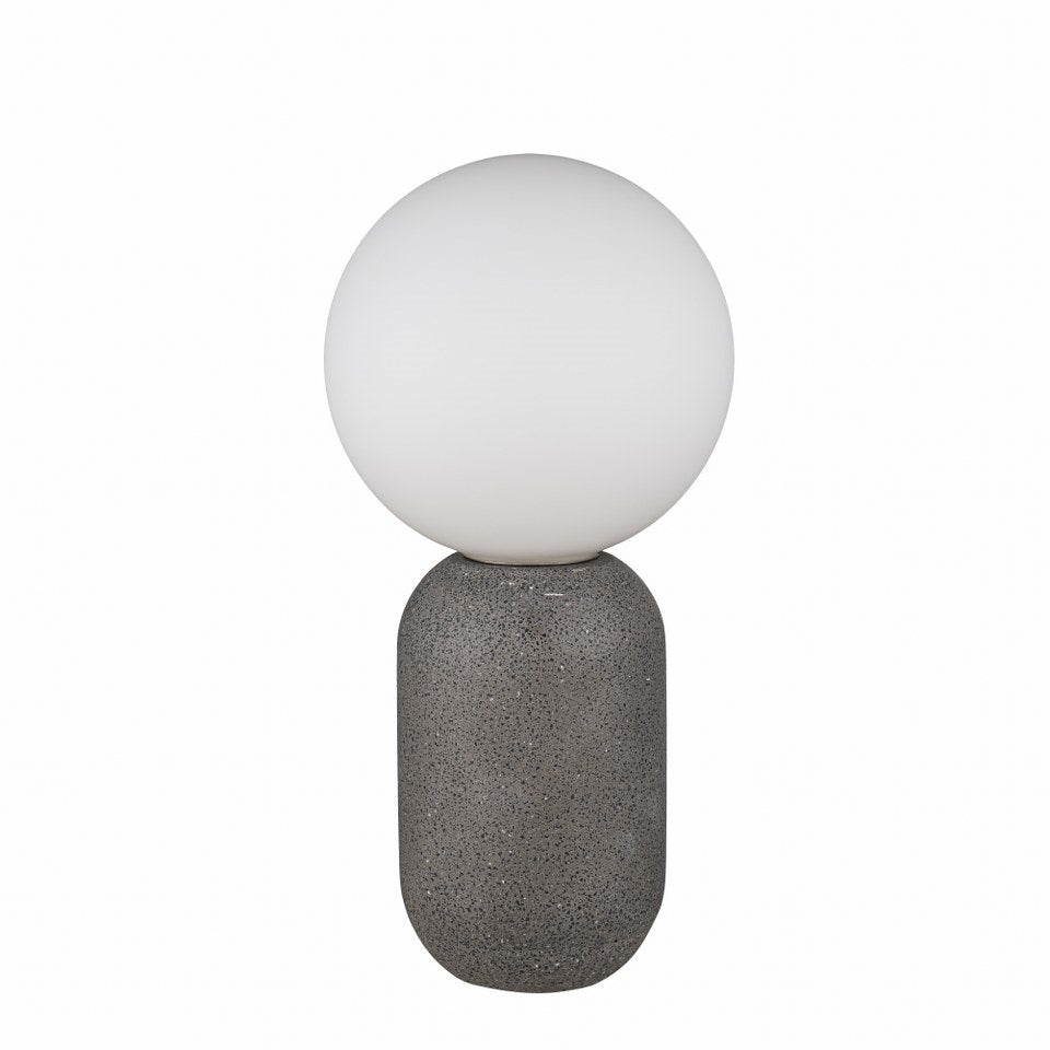 Lampara De Mesa Con Bola De Cristal De Concreto Negro