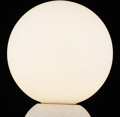 Lampara De Mesa Con Bola De Cristal De Concreto Blanco